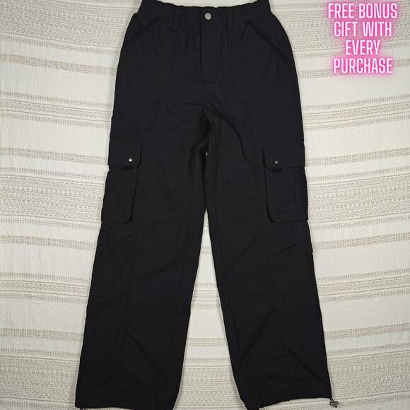 Orange Kiss Black Cargo Parachute Wide Leg Pants Size M New - Picture 1 of 9